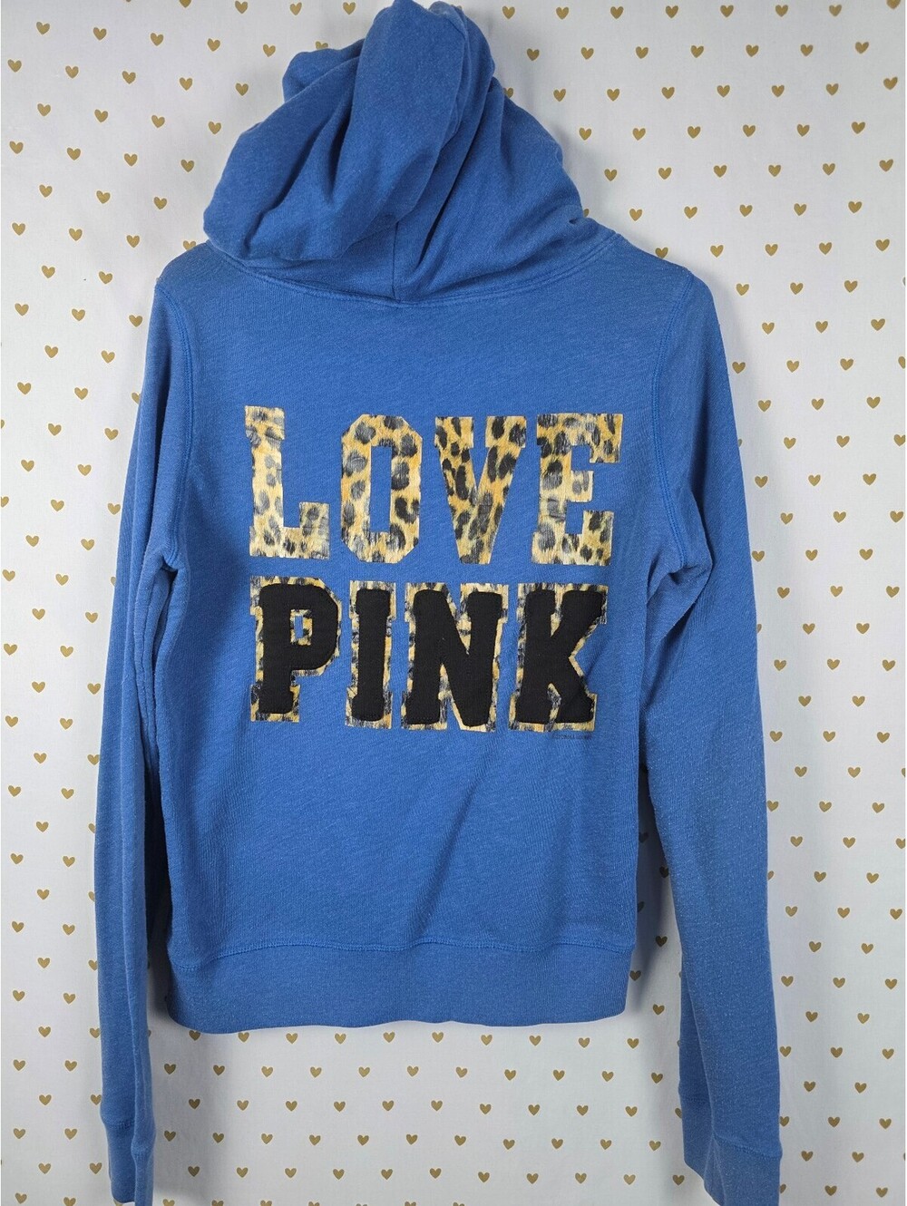 Victorias Secret Pink Leopard Cheetah Vintage Logo full zip Hoodie Jacket Large